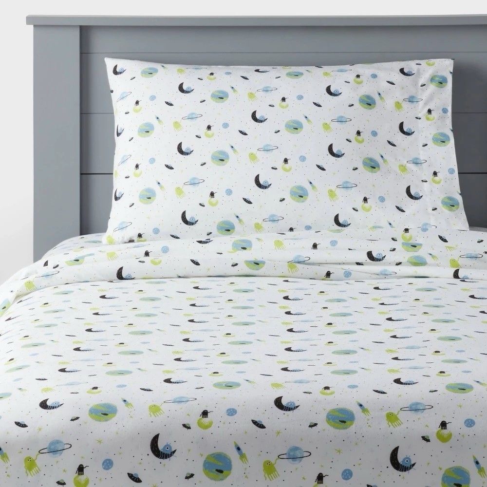 Pillowfort Queen Space Cotton Sheet Set OEKO-TEX Kids NEW